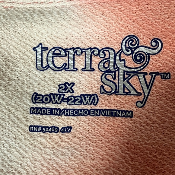 1/7  terra & Sky tie dye V neck sweatshirt 2x orange and cream - Picture 5 of 9